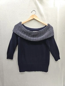 Neu mit Etikett Loft marineblauer schulterfreier Langarmpullover Größe S - Bild 1 von 6