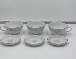 3 St. Regis 101 Floral Fine China Japan Tea/ Coffee Cups w saucers Silver Rims - Picture 1 of 11