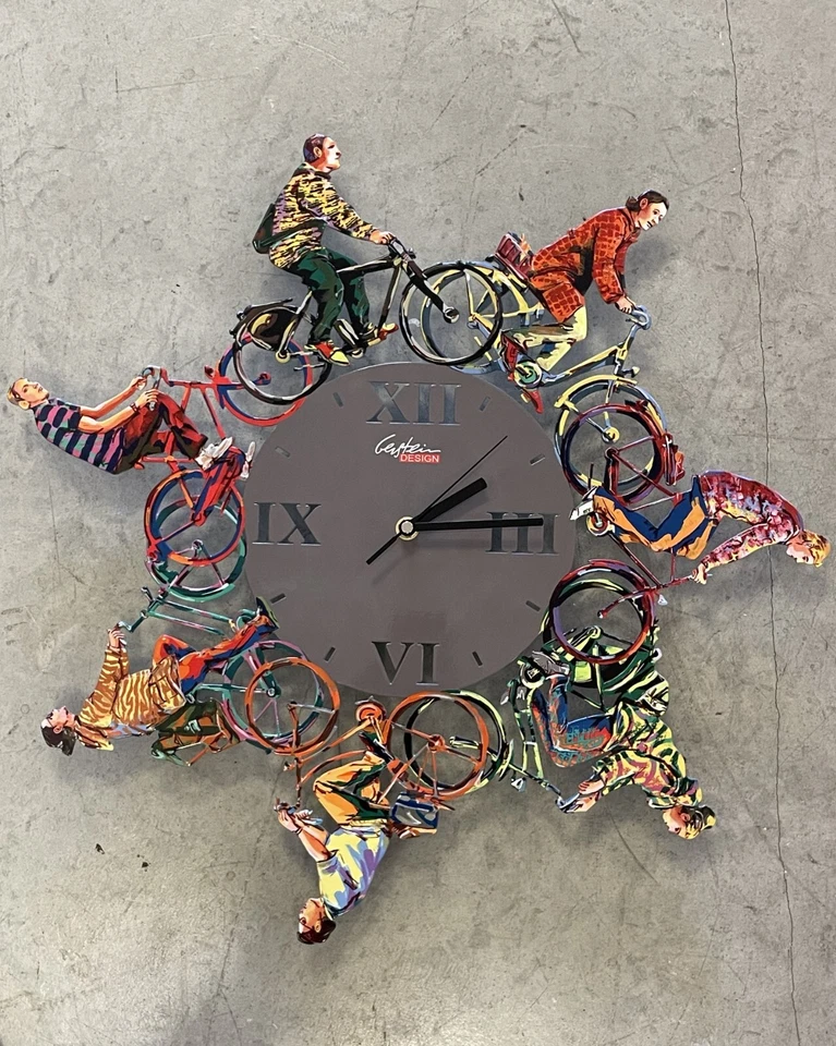 David Gerstein Arte Pop Hecho a Mano Escultura de Metal " City Ride Time Clock" Foto 1 de 4