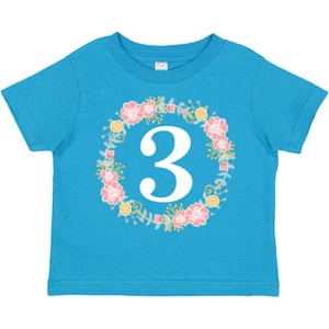 Inktastic 3rd Birthday Rose Wreath Girls Toddler T-Shirt Three Year Old Im Party - Picture 1 of 11