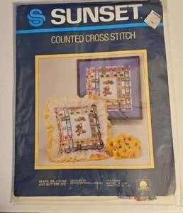 Cross Stitch Kit Bears Balloons And Butterflies NEW 2964 Sunset - Picture 1 of 6