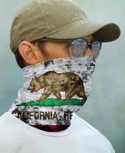 SONNENGAMASCHE Maske Bandana UPF 50+ UV Schutz Kalifornien Republik Flagge Gesicht Hals - Bild 1 von 1
