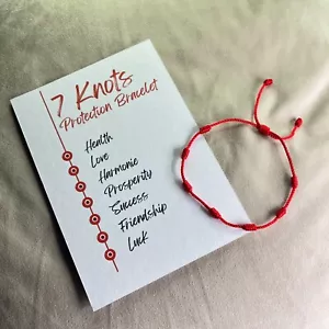 Rotes Schutzarmband 7 Knoten Talisman Kabbalah für Kinder, Männer und Frauen - Bild 1 von 4
