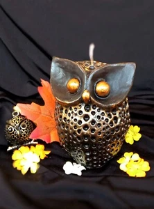 Gothic Owl Candle with Forged Gold Effect - Picture 1 of 5