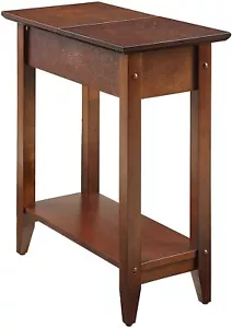 End Table Hinged Table Top Concealed Storage 23X11X24 Bottom Shelf Unique Brown - Picture 1 of 8