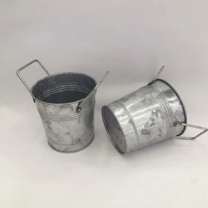2 Pcs Retro Tin Flower Pot Decorative Planter Container Metal Buckets - Picture 1 of 12