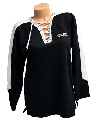 VICTORIA'S SECRET ROSA CORDÓN CUELLO JERSEY NEGRO FLORAL SUDADERA MEDIANA NUEVO Foto 1 de 4