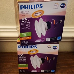 Philips WarmGlow LED E26 Base Dimmable 5”/6” Downlight Recessed Lighting 4 Pack - Picture 1 of 11