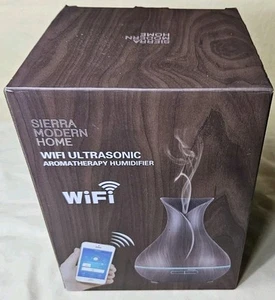 Sierra Modern Home WIFI Ultrasonic Aromatherapy Humidifier, Brown, Low Noise NEW - Picture 1 of 7