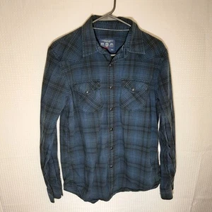 Camisa M American Eagle Para Hombre Azul Perla A Presión Ajuste Occidental Algodón Abotonada Top - Imagen 1 de 7