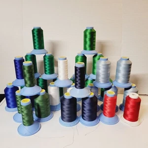 32 Spools Mixed Colors R&A Poly Embroidery Thread Opened Large 5500 yds Cones - Picture 1 of 20