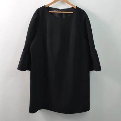 Lafayette 148 Dress Womens 22W Black Pockets Flared Sleeves Zip Back Knee Length - Image 1 of 4