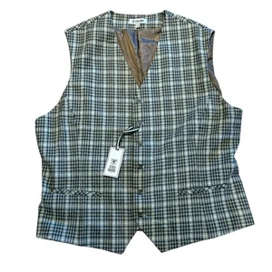 Stacy Adams Men’s 4XL Polyester Brown Wool Checkered Vest NWT - Picture 1 of 9