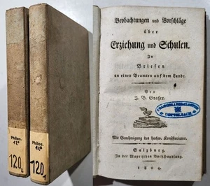 Graser - Beobachtungen und Vorschläge über Erziehung und Schulen Pädagogik 1804 - Imagen 1 de 1