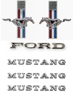 ¡NUEVO! Ford Mustang 289 1967 kit emblema caballo para correr guardabarros capó maletero juego de 6 piezas Foto 1 de 4