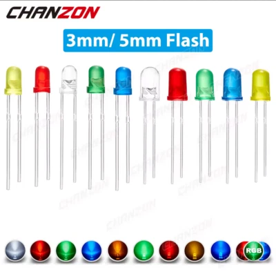 🔧 Blink-LED 4er Set 3 mm/5 mm selbstblinkend, verschiedene Farben Chanzon®