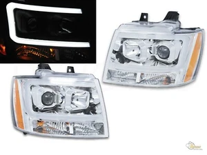 07-14 Chevy Avalanche Tahoe Suburban G2 LED Bar Projector Headlights Chrome - Picture 1 of 3
