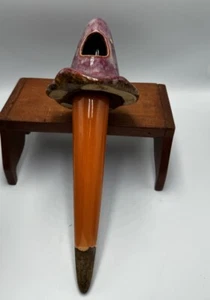 Decorative Art Pottery Mushroom Shaped Plant Watering Spike Redish Color Glaze - Picture 1 of 7