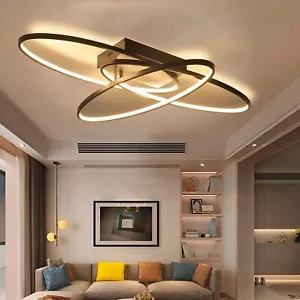 KARMIQI Contemporary LED Flush Mount Light 3 Rings LED Chandeliers Modern Semi F - Picture 1 of 7
