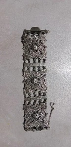 Rice Weiner Indo Craft 1940s Bracelet Art Deco Bohemian Boho Silvertone - Picture 1 of 8