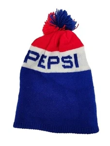 Pepsi Stocking Hat vintage Cap Ski Pom Winter Beanie 1970’s 1980’s Striped Block - Picture 1 of 3