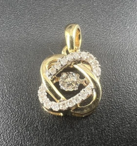 14K YG YELLOW GOLD .20tcw ROUND DIAMOND RHYTHM DROP PENDANT - Picture 1 of 7