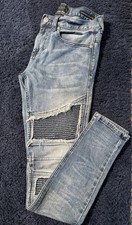 Pre-Owned Pacsun Distressed Blue Stacked Skinny Jeans Sz:28x30(30x32Actual)