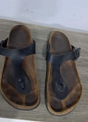 BIRKENSTOCK BLACK LEATHER KAIRO GLADIATOR SANDALS US 5- 5.5, EUR 36 REGULAR - Image 1 of 4