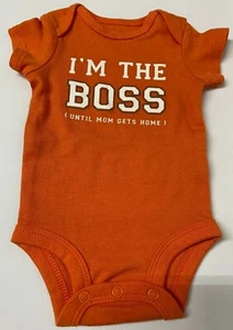 Carter's ~ One Piece Orange Baby Bodysuit ~ "I'm The Boss" ~ Tamaño recién nacido ~ NWOT - Imagen 1 de 3