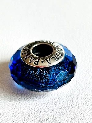 Pandora facettiertes blaues Murano-Glas Charm Anhänger 925 er Silber - Bild 1 von 4