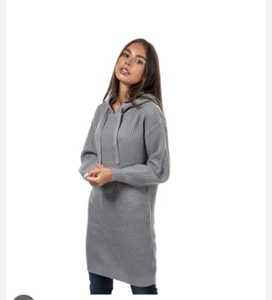 Brave Soul Grey Hooded Jumper Dress BNWT Size XS - Picture 1 of 8