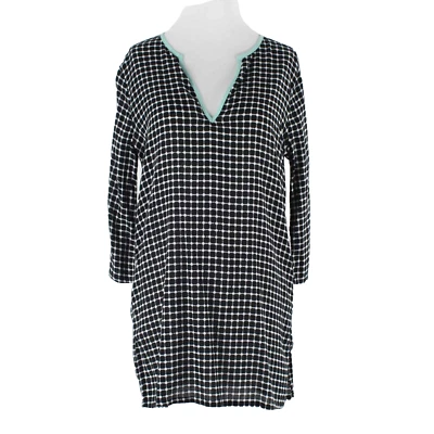 Blusa túnica J Crew tamanho S preta branca em perfeito estado pulôver lados divididos 100% algodão - Imagem 1 de 4