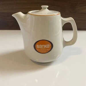 Vintage Sanka Small Coffee Pot Tea Pot Decaffeinated Advertising Made in Japan - Picture 1 of 9