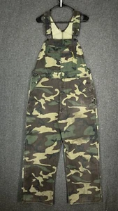 Vintage Distressed Camo Bib-Front Camoflauge Hunting Overalls Mens 36x27 S/M - Picture 1 of 12