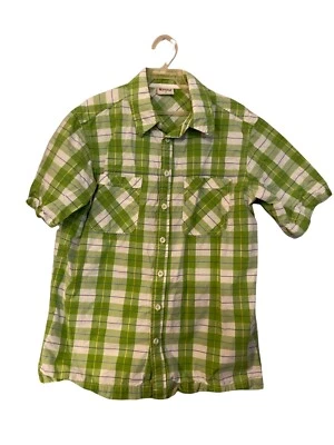 Camisa masculina Alpine Design tamanho pequeno verde xadrez manga curta botão para cima caminhadas - Imagem 1 de 4