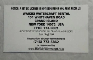 Business Card Waikiki Watercraft Rental Grand Island, New York - Picture 1 of 2