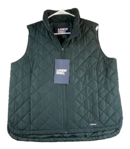 WOMEN'S LANDS' END Green Zip PUFFER VEST SIZE XL Petite NEW - Picture 1 of 10