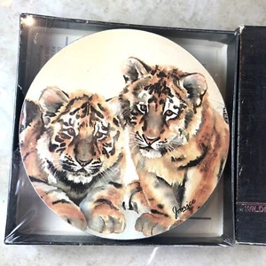 Tiger Cubs Wildlife Watercolours Coasters by Janice Keirstead Sealed - Picture 1 of 8