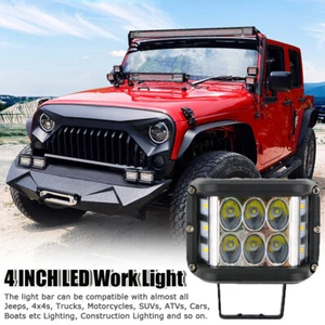 2x Cubo de trabajo de 4 pulgadas tirador lateral barra de luz LED haz blanco y ámbar lámpara estroboscópica SUV - Imagen 1 de 11