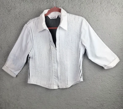 拉威尔燕尾服衬衫女式 L 白色黑色打褶剧院角色扮演戏剧服装 — 第 1/4 张图片