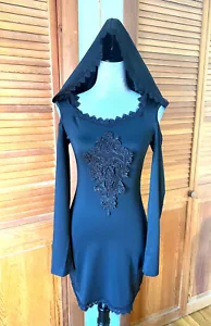 Goth Cyber Punk Neo-Victorian Witch Apprentice Hooded Dress L - Picture 1 of 10