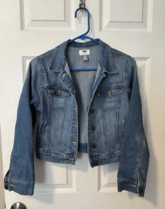 Old Navy Distressed Stretch Blue Denim Jacket Girls XL - Picture 1 of 3