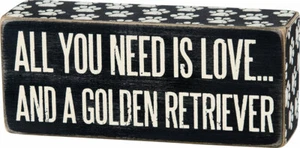 Golden Retriever All You Need is Love Box Sign - Picture 1 of 1