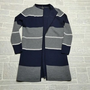 Talbots Merino Wool Sweater Womens Small Gray Blue Long Open Cardigan - Picture 1 of 6