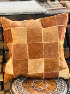 18" Real Cuero Manta Fundas de Almohada Marrón Sofá Funda de Cojín Handmade - Imagen 1 de 6