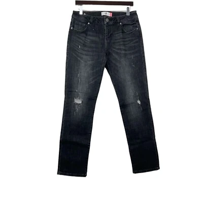 Cabi Black Slim Boyfriend Jeans Distressed Shadow Wash #3749 Size 8 - Image 1 of 4