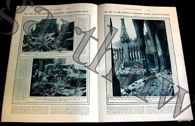 CANADA PARLIAMENT BURNS 1916 PICTORIAL APPAM + MOEWE RUSSIAN WOUNDED SOLDIER ART - Image 1 of 3