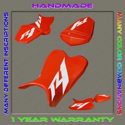 Capa de assento design personalizado Yamaha YZF R1 2009-2014 vermelha + branca 001 - Imagem 1 de 4