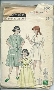B 6006 sewing pattern 50's girl DUSTER kimono sleeves HOUSECOAT sew ROBE size 10 - Picture 1 of 1