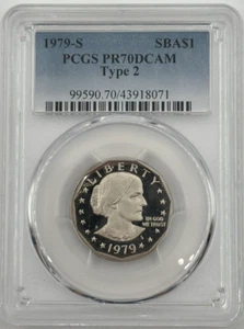 1979-S Type 2 Susan B Anthony Dollar SBA$1 PR 70 DCAM PCGS - Bild 1 von 6